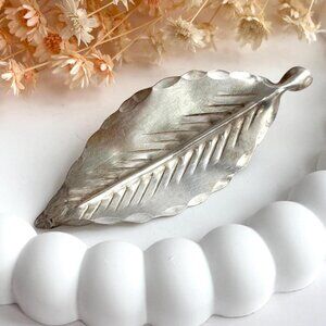 Stuart Nye Leaf Shaped Hand Wrought Sterling Silver Vintage Hand Carved Brooch
